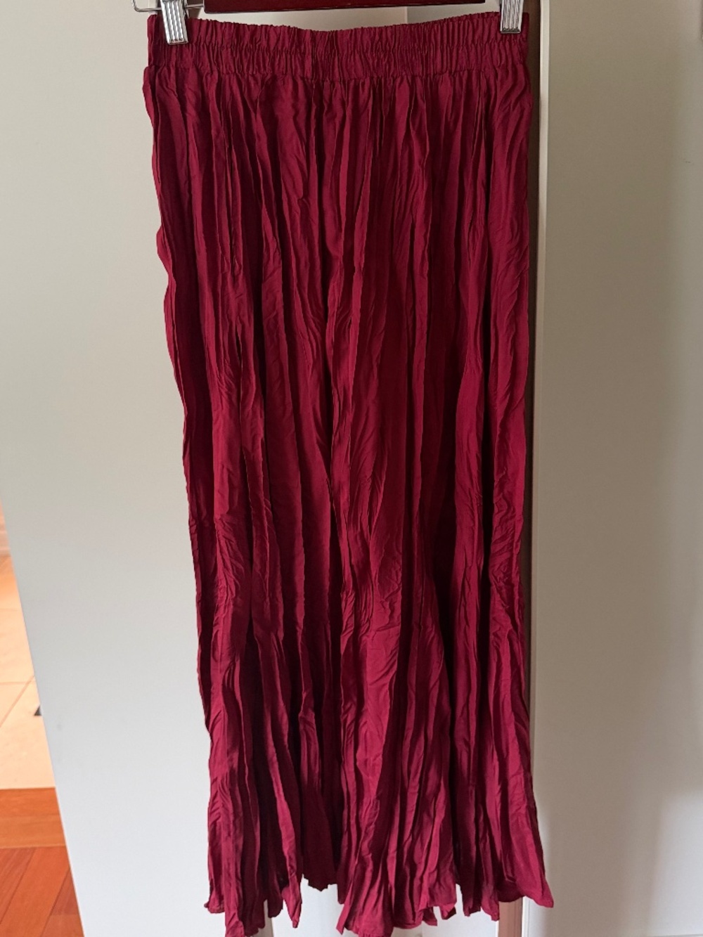 Raspberry Crinkle Maxi Skirt | Elastic Waist